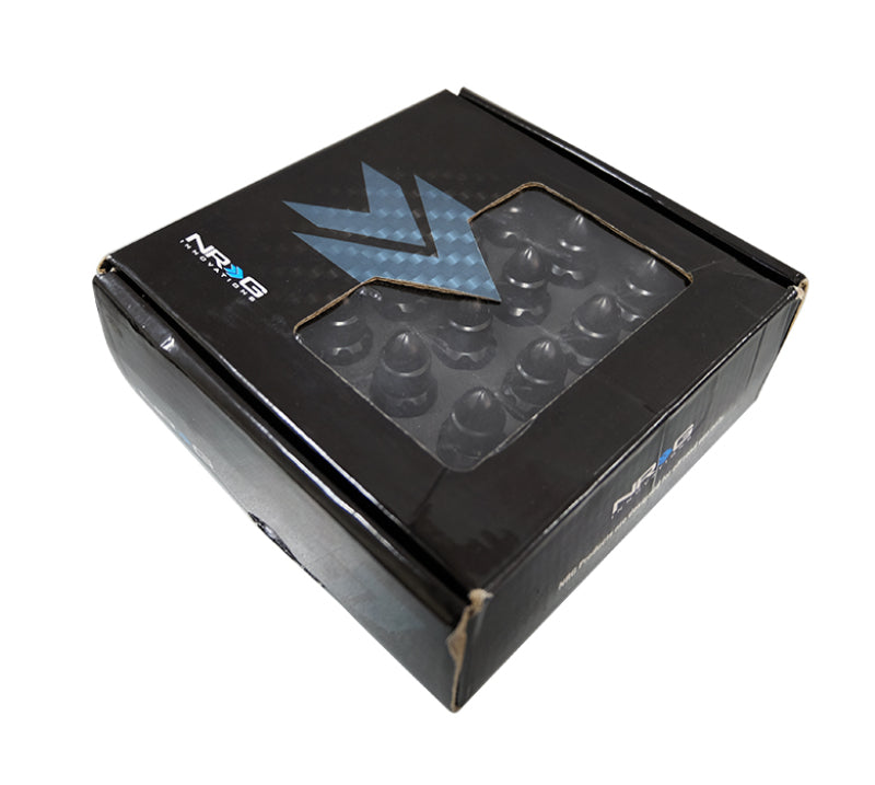 NRG 500 Series M12 X 1.5 Bullet Shape Steel Lug Nut Set - 21 Pc w/Lock Key - Black - LN-LS500BK-21
