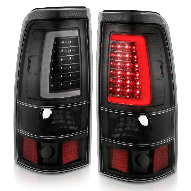 ANZO 2003-2006 Chevy Silverado 1500 LED Taillights Plank Style Black w/Clear Lens - eliteracefab.com