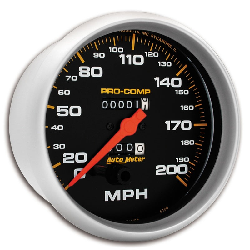 AutoMeter Gauge Speedometer 5in. 200MPH Mechanical Pro-Comp 5156