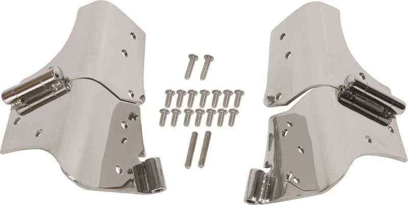 Kentrol 97-06 Jeep Wrangler TJ Windshield Hinge Pair - Polished Silver - eliteracefab.com