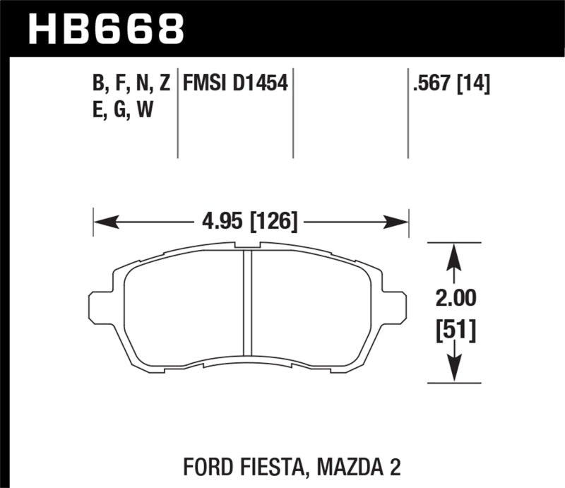 Hawk 2011-2014 Ford Fiesta S Sedan HPS 5.0 Front Brake Pads - eliteracefab.com