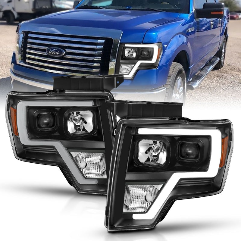 ANZO 2009-2014 Ford F-150 Projector Light Bar H.L Black Amber - eliteracefab.com