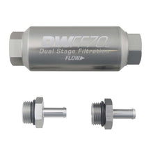 Load image into Gallery viewer, DeatschWerks 5/16in 10 Micron 70mm Compact In-Line Fuel Filter Kit