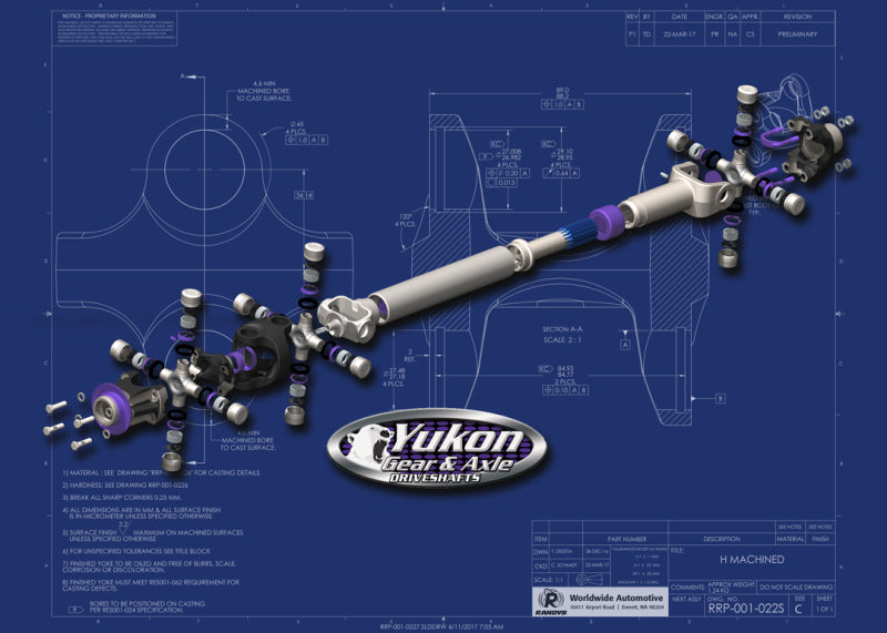 Yukon Gear OE-Style Driveshaft for 12-16 Jeep JK Front A/T Only Yukon Gear & Axle