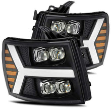 Load image into Gallery viewer, AlphaRex 07-13 Chevy 1500HD NOVA LED Proj Headlights Plank Style Matte Blk w/Activ Light/Seq Signal - eliteracefab.com