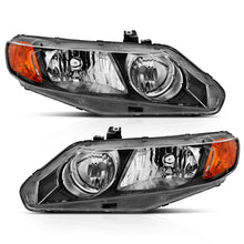 Load image into Gallery viewer, ANZO 2006-2011 Honda Civic 4 Door Crystal Headlight Black Amber (OE Replacement) - eliteracefab.com