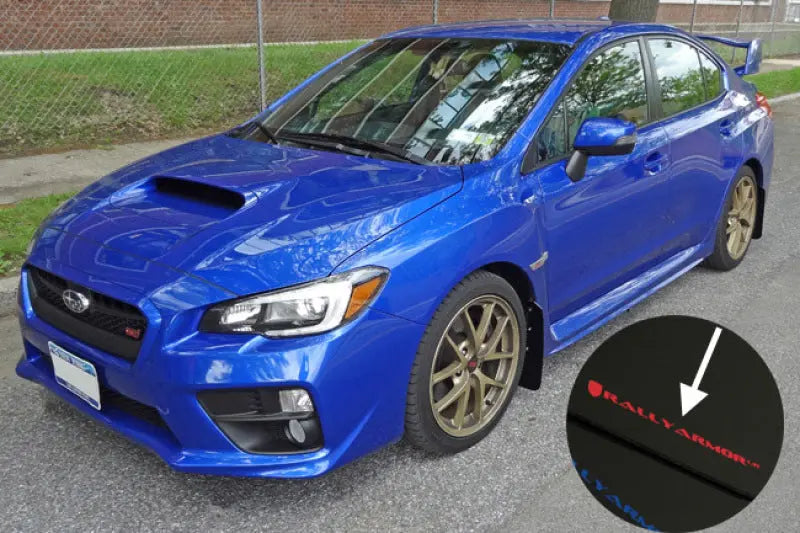 Rally Armor UR Mudflaps Blue Urethane White Logo 2015-2021 WRX / 2015-2021 STI - eliteracefab.com