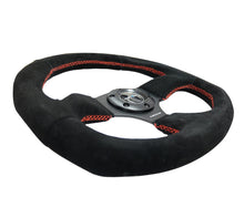 Load image into Gallery viewer, NRG Reinforced Steering Wheel (320mm Horizontal / 330mm Vertical) Suede w/Red Stitch.