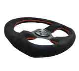 NRG Reinforced Steering Wheel Suede Leather Steering Wheel Red Stitch - RST-009S-RS