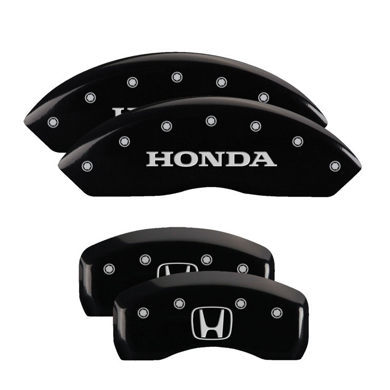 MGP 4 Caliper Covers Engraved Front Honda Engraved Rear H Logo Black finish silver ch MGP