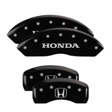 Load image into Gallery viewer, MGP 4 Caliper Covers Engraved Front Honda Engraved Rear H Logo Black finish silver ch MGP