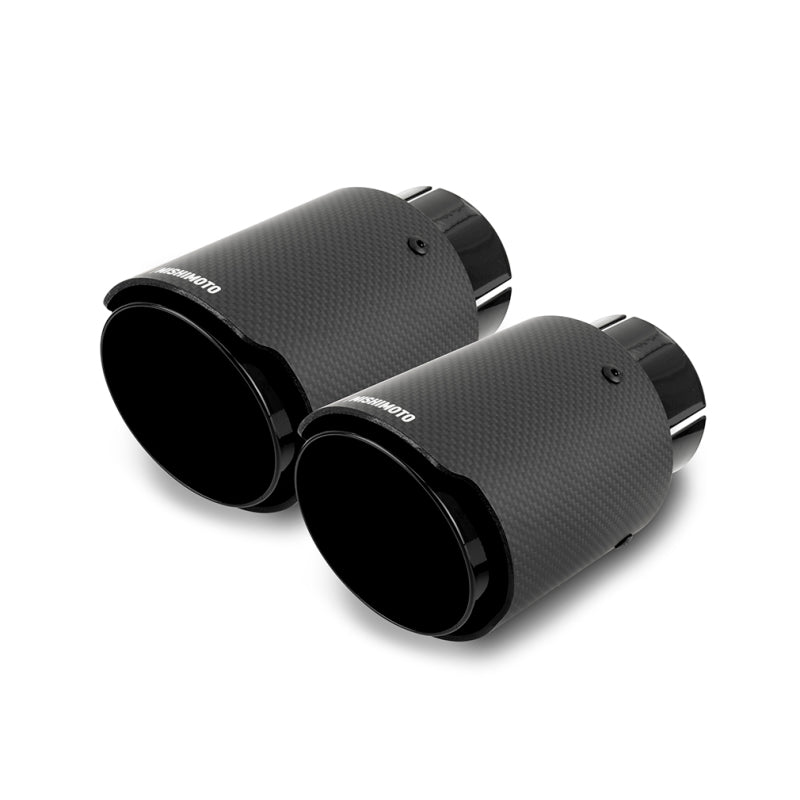 Mishimoto 2x Carbon Fiber Muffler Tip 2.5in Inlet 3.5in Outlet Black Mishimoto