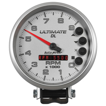 AutoMeter Gauge Tach 5in. 9K RPM Pedestal Datalogging Ultimate Dl Playback Silver 6894