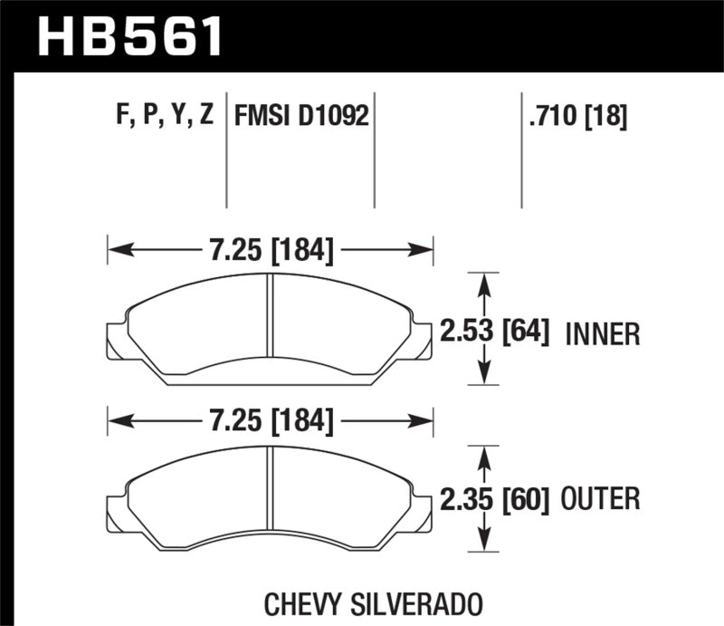 Hawk Cadillac / Chev Avalanche/Silverado/Suburban/Tahoe / GMC Sierra Yukon HPS Front Street Brake Pa - eliteracefab.com