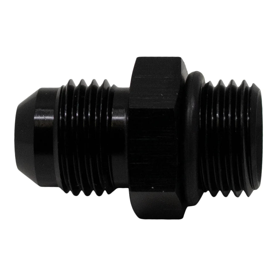 DeatschWerks 6AN ORB Male to 6AN Male Flare Adapter (Incl O-Ring) - Anodized Matte Black - eliteracefab.com