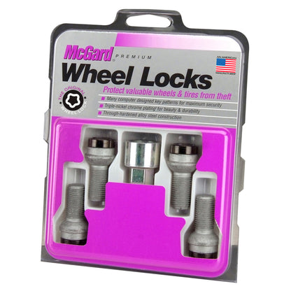 McGard Wheel Lock Bolt Set - 4pk. (Radius Seat) M14X1.5 / 17mm Hex / 27.0mm Shank Length - Black - eliteracefab.com