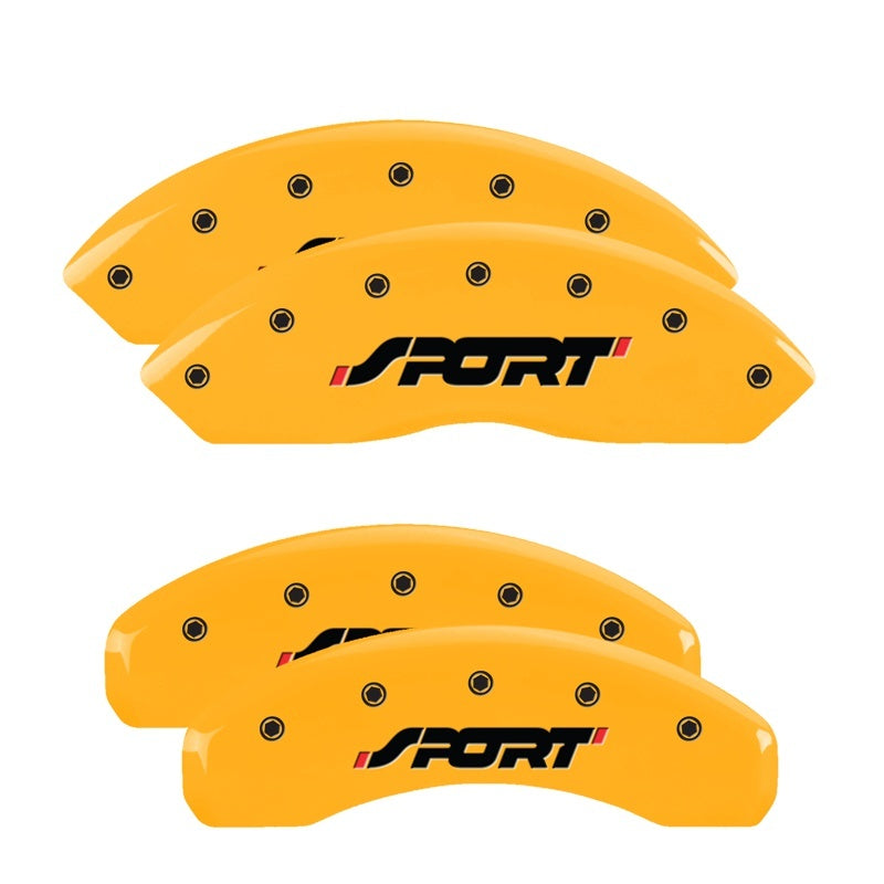 MGP 4 Caliper Covers Engraved Front & Rear Oval logo/Ford Yellow finish black ch MGP