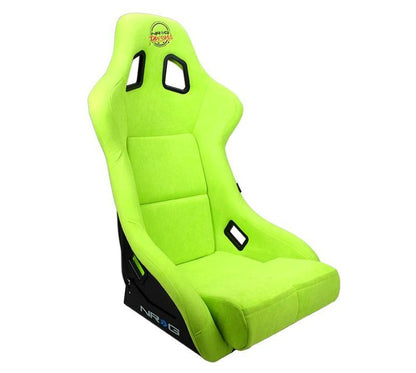 NRG FRP Bucket Seat PRISMA Edition - Large (Neon Green Alcantara/  Pearlized Back) - FRP-302NG-PRISMA