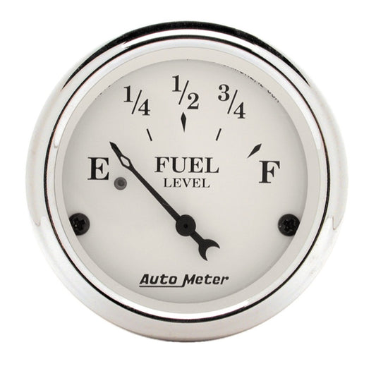 AutoMeter Gauge Fuel Level 2-1/16in. 240 Ohm(e) to 33 Ohm(f) Elec Old Tyme White 1606