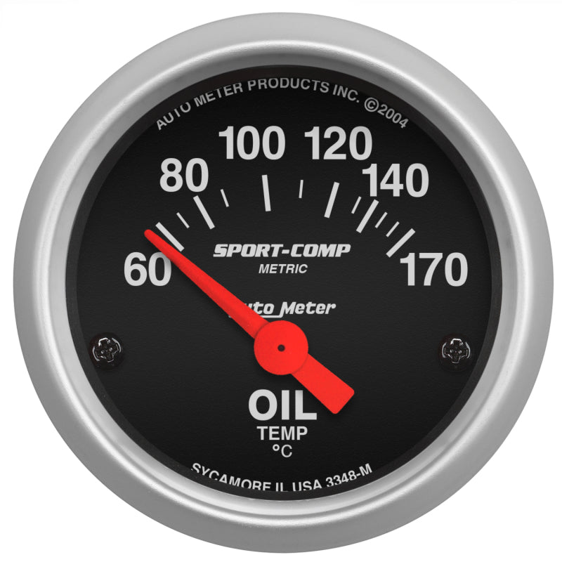 Autometer Sport-Comp 52mm 60-170 Degree Short Sweep Electronic Oil Temperature Gauge.