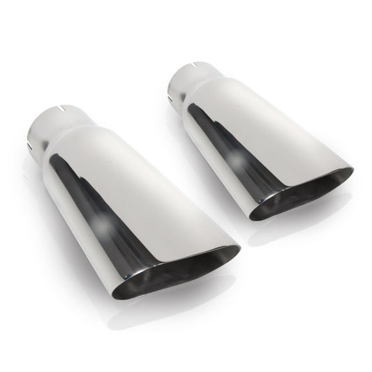 Stainless Works Flat Oval Exhaust Tips 2in Inlet (priced per pair) Stainless Works