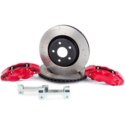 Alcon 07+ Jeep JK 350x32mm Rotors 4-Piston Red Calipers Front Brake Upgrade Kit Alcon