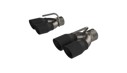 QTP 15-18 Dodge Challenger 6.2L/6.4L 304SS Screamer Exhaust 3in Quad Tip Adapter w/Black Tips - eliteracefab.com