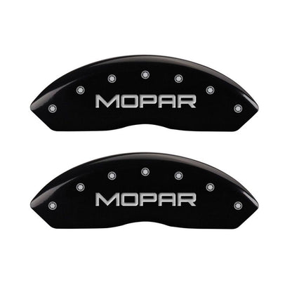 MGP 4 Caliper Covers Engraved Front & Rear MOPAR Black finish silver ch MGP