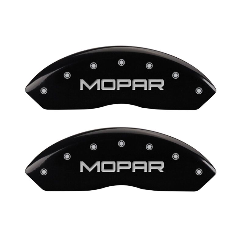 MGP 4 Caliper Covers Engraved Front & Rear MOPAR Black finish silver ch MGP