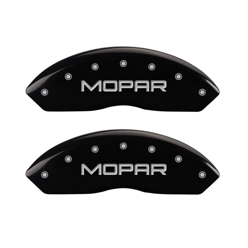 MGP Front set 2 Caliper Covers Engraved Front MOPAR Black finish silver ch MGP