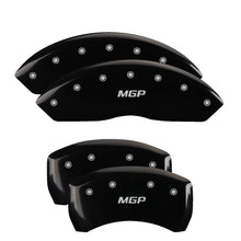 Load image into Gallery viewer, MGP 4 Caliper Covers Engraved Front &amp; Rear MGP Black Finish Silver Char 2019 Chevrolet Blazer MGP