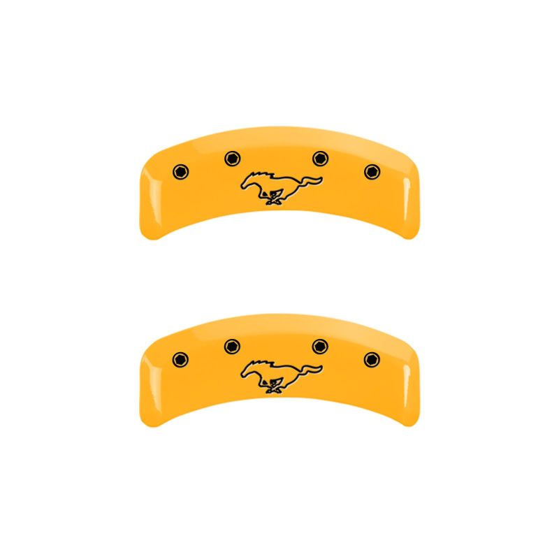 MGP 4 Caliper Covers Engraved Front Mustang Rear Pony Yellow Finish Black Char 2004 Ford Mustang MGP