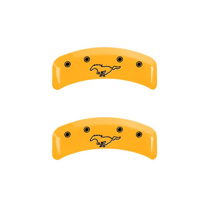 MGP 4 Caliper Covers Engraved Front Mustang Rear Pony Yellow Finish Black Char 2004 Ford Mustang MGP