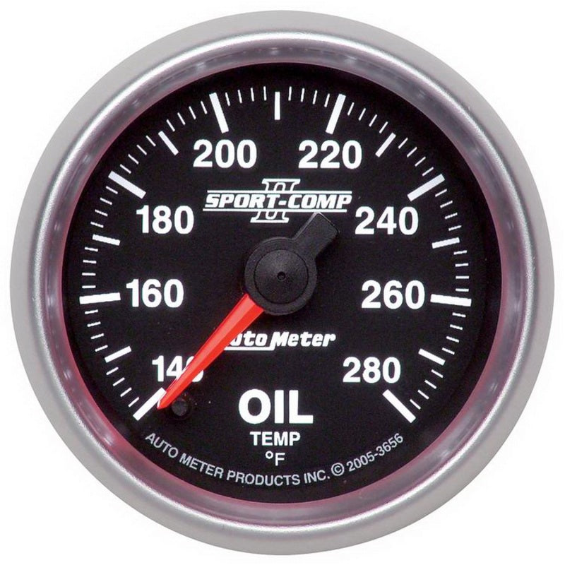 Autometer Sport-Comp II 52mm Full Sweep Electronic 140-280 Deg. F Oil Temprature Gauge 3656