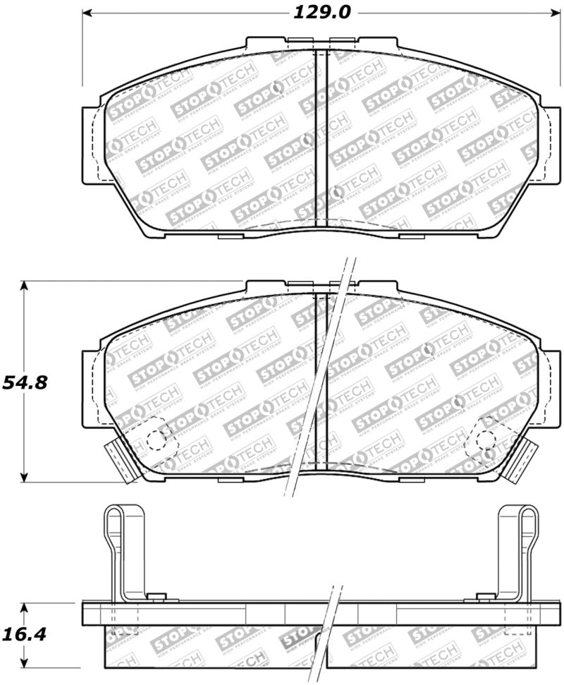 StopTech Street Touring 93-95 Honda Civic Coupe Front Brake Pads - eliteracefab.com