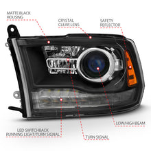 Load image into Gallery viewer, ANZO 2009-2018 Dodge Ram 1500 Projector Headlights Plank Style Halo w/Switchback Matte Black - eliteracefab.com