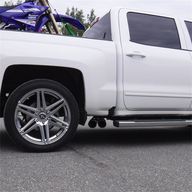 MBRP 09+ Chevrolet Silverado 1500 3in Cat Back Pre-Axle Dual Outlet w/ 4in Tip - Black - eliteracefab.com