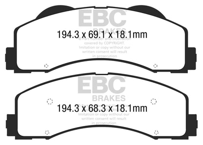 EBC 15+ Ford F150 2.7 Twin Turbo (2WD) Extra Duty Front Brake Pads - eliteracefab.com