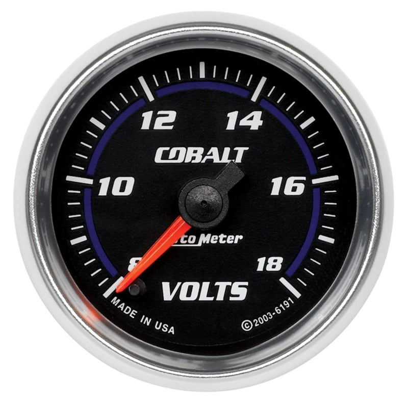 Autometer Cobalt 52mm 8-18 Voltmeter Electronic Gauge - eliteracefab.com