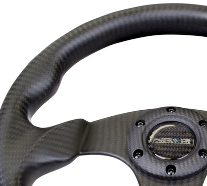 NRG Carbon Fiber Steering Wheel (320mm) Flat Bottom Matte Black Carbon - ST-009CF/MB
