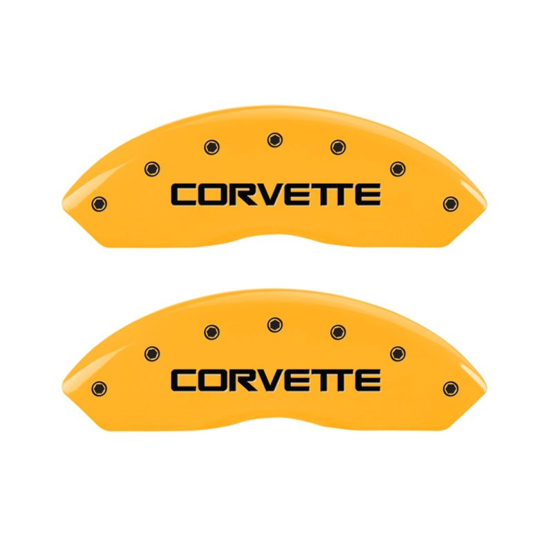 MGP 4 Caliper Covers Engraved F & R C4/Corvette Yellow Finish Black Char 1988 Chevrolet Corvette MGP