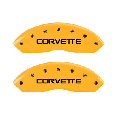 MGP 4 Caliper Covers Engraved F & R C4/Corvette Yellow Finish Black Char 1988 Chevrolet Corvette MGP