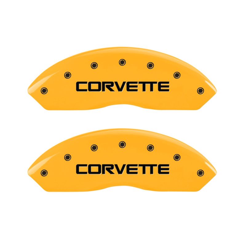 MGP 4 Caliper Covers Engraved F & R C4/Corvette Yellow Finish Black Char 1988 Chevrolet Corvette MGP