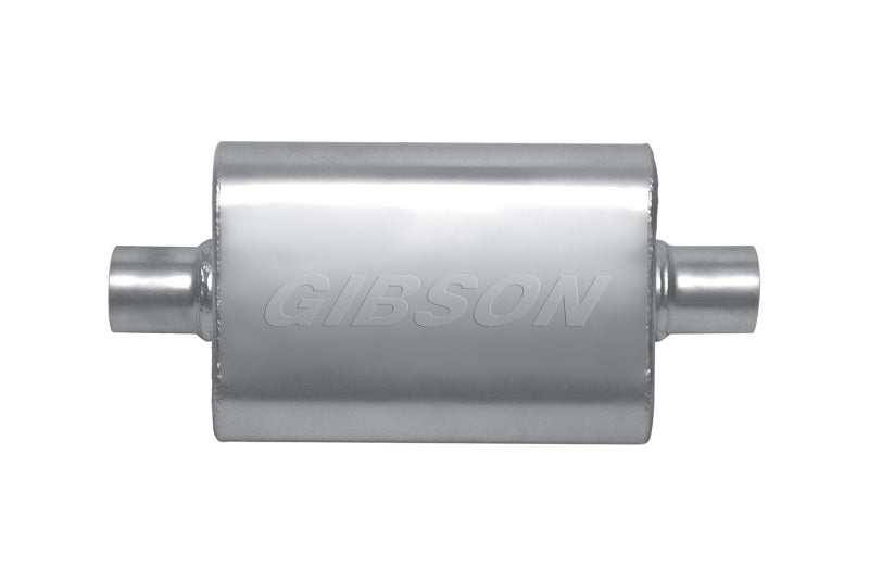 Gibson MWA Superflow Center/Center Oval Muffler - 4x9x14in/3in Inlet/3in Outlet - Stainless - eliteracefab.com