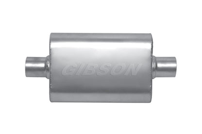 Gibson MWA Superflow Center/Center Oval Muffler - 4x9x14in/3in Inlet/3in Outlet - Stainless - eliteracefab.com