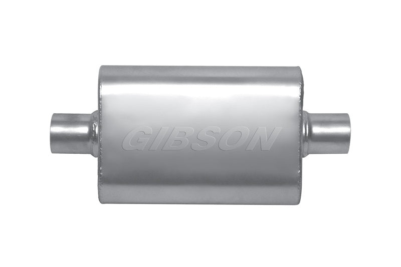 Gibson MWA Superflow Center/Center Oval Muffler - 4x9x14in/2.5in Inlet/2.5in Outlet - Stainless Gibson