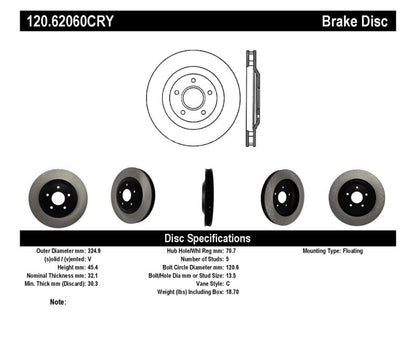 Stoptech 97-04 Chevy Corvette Right Front CRYO-STOP Rotor Stoptech