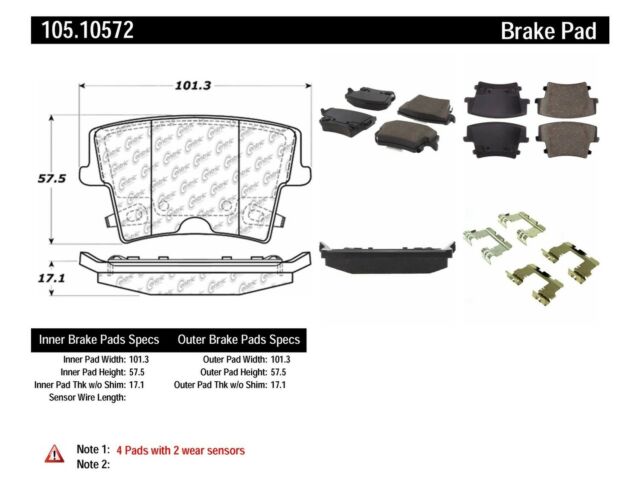 CENTRIC 05-09 CHRYSLER / 05-10 DODGE REAR POSIQUIET CERAMIC BRAKE PADS, 105.10572 - eliteracefab.com