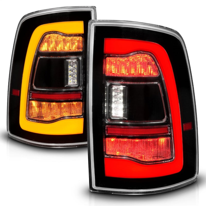 ANZO DODGE RAM 1500 09-18 / RAM 2500/3500 10-18 LED TAIL LIGHTS BLACK CLEAR LENS W/ AMBER SEQUENTIAL SIGNAL (FOR ALL MODELS) - 311471 ANZO