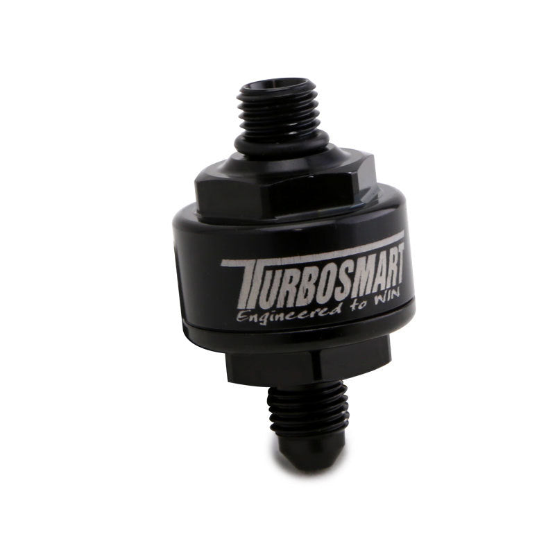 Turbosmart Billet Turbo Oil Feed Filter w/ 44 Micron Pleated Disc AN-4 Male to AN-4 ORB- Black - eliteracefab.com